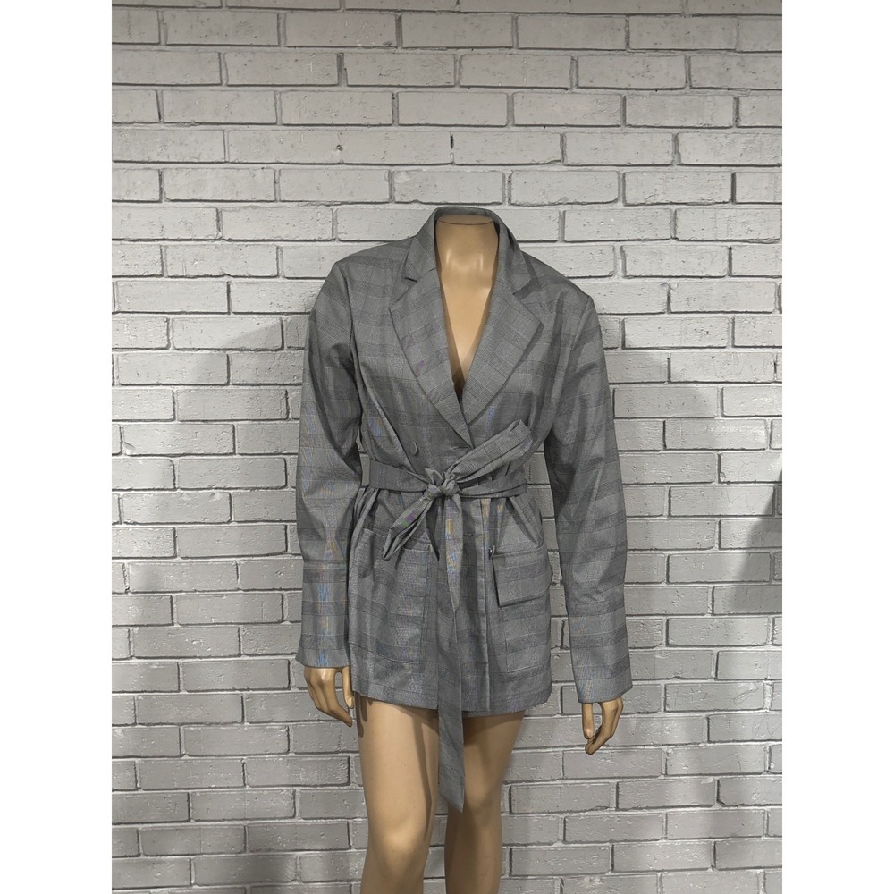 Avantlook Grey Plaid Double Breasted Belted Blazer Jacket Womens | Size Medium‎